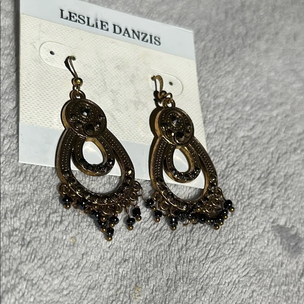 Antique Brass Filigree Dangle Earrings